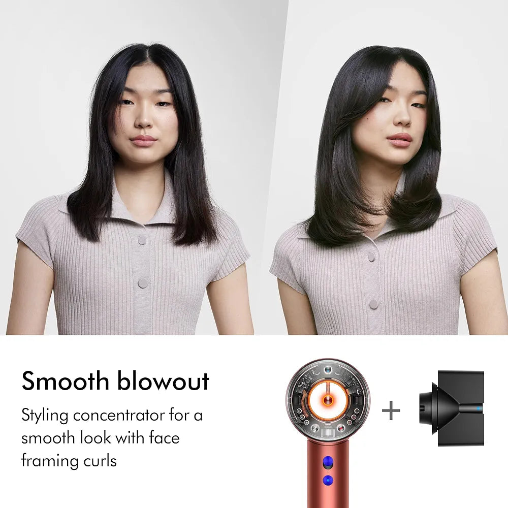 Dyson Special edition Supersonic Nural™ hair dryer in Strawberry bronze and blush pink designed Presentation